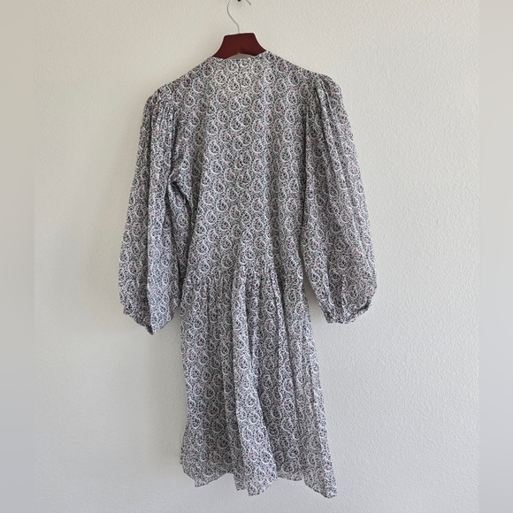Étoile Isabel Marant Marili Paisley Ruched Blouson-Sleeve Dress Size 36 or US 4 - Picture 11 of 16